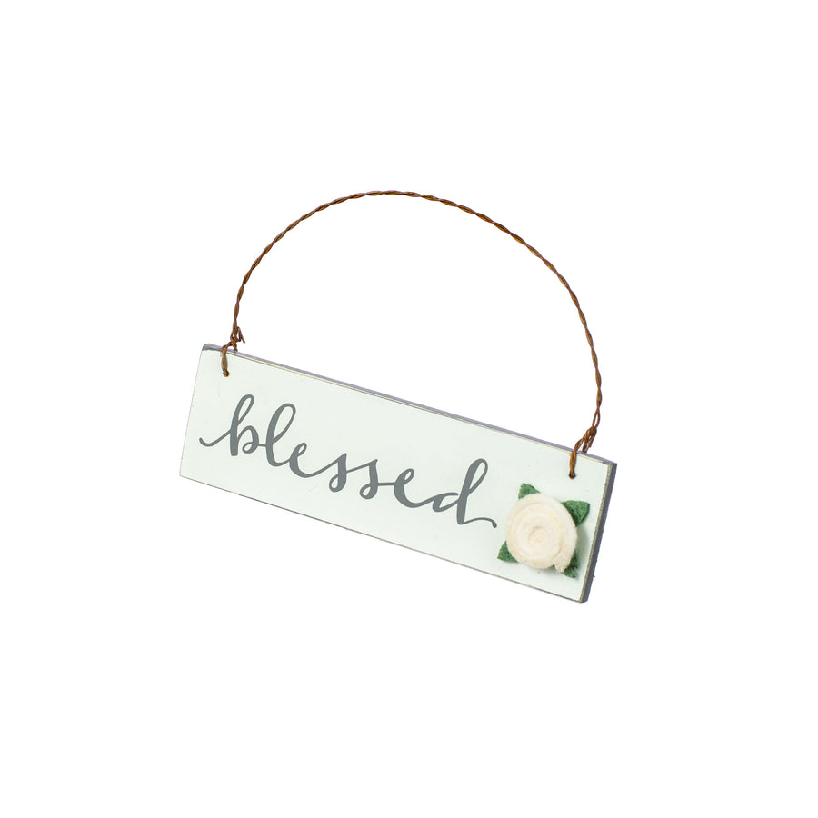 Felt Flower Blessed Ornament (5" x 1.5")
