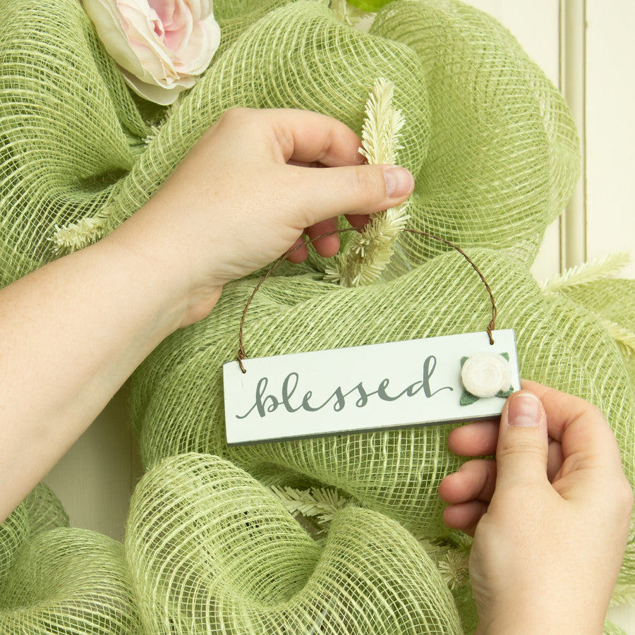 Felt Flower Blessed Ornament (5" x 1.5")