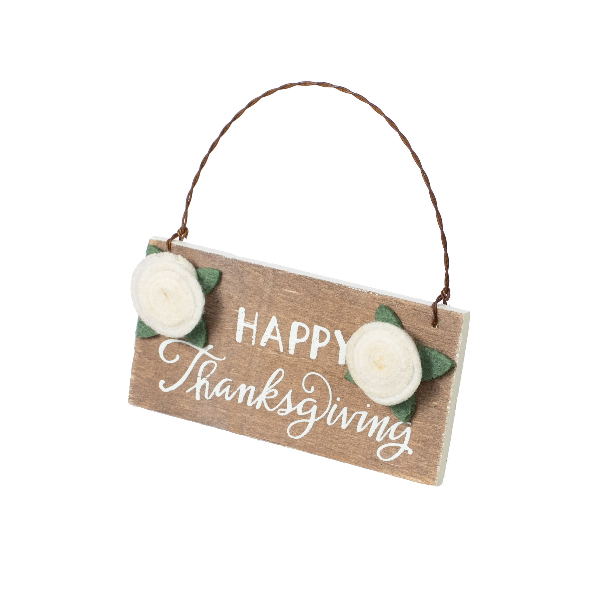 Felt Flower Happy Thanksgiving Ornament (4" x 2")