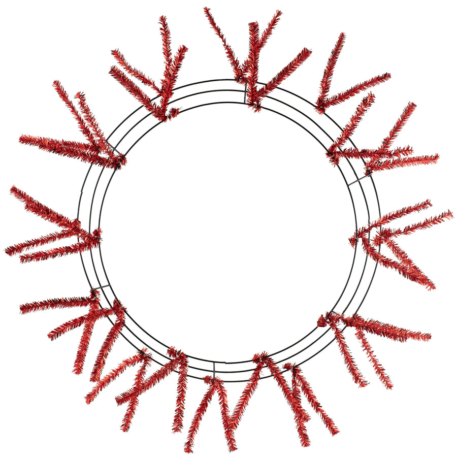 20-30" Tinsel Work Wreath Form: Metallic Red