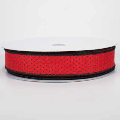 1.5" Swiss Dots Ribbon: Red & Black (50 Yards)