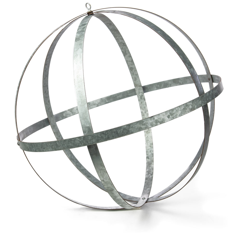 18" Galvanized Metal Strip Ball: Acid Washed