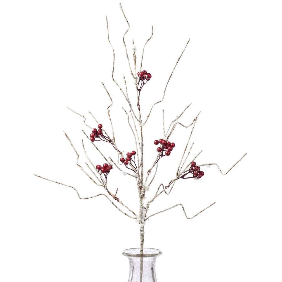 32" Birch Snow Berry Stem Spray
