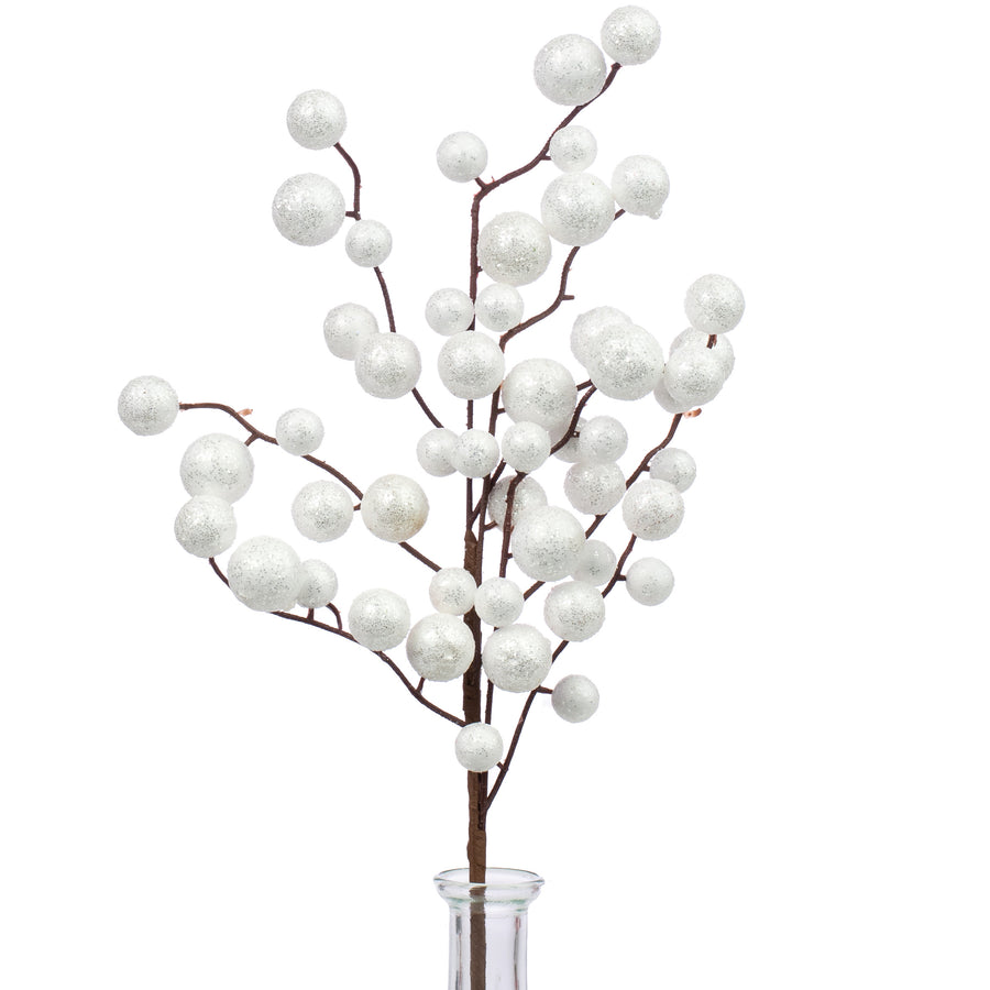 17" Dangly Glitter Ball Pick: White