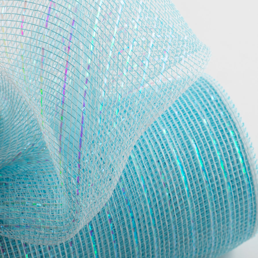 10" Iridescent Foil Mesh: Pastel Turquoise & White