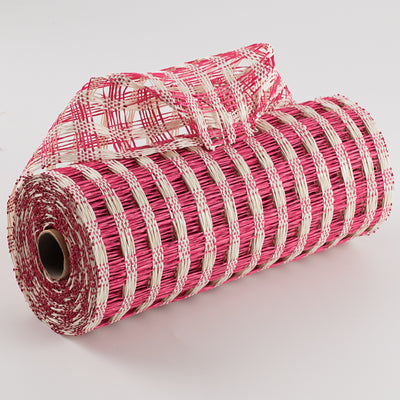 10" Poly Burlap Check Mesh: Fuchsia & Cream