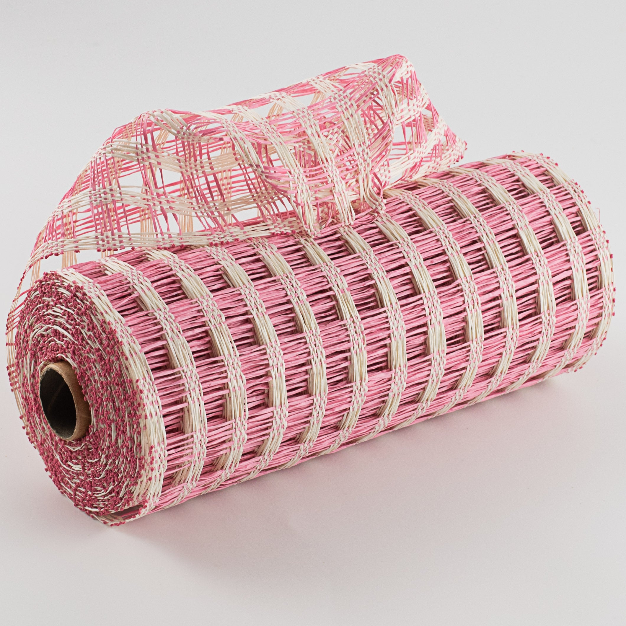 10" Poly Burlap Check Mesh: Pink & Cream