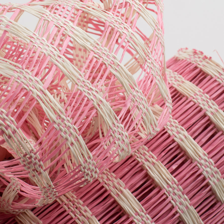 10" Poly Burlap Check Mesh: Pink & Cream