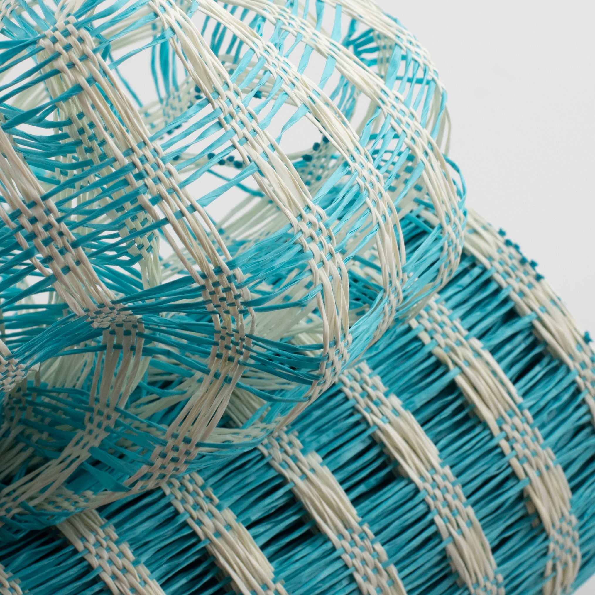 10" Poly Burlap Check Mesh: Turquoise & Cream