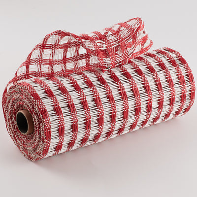 10" Poly Burlap Check Mesh: White & Red