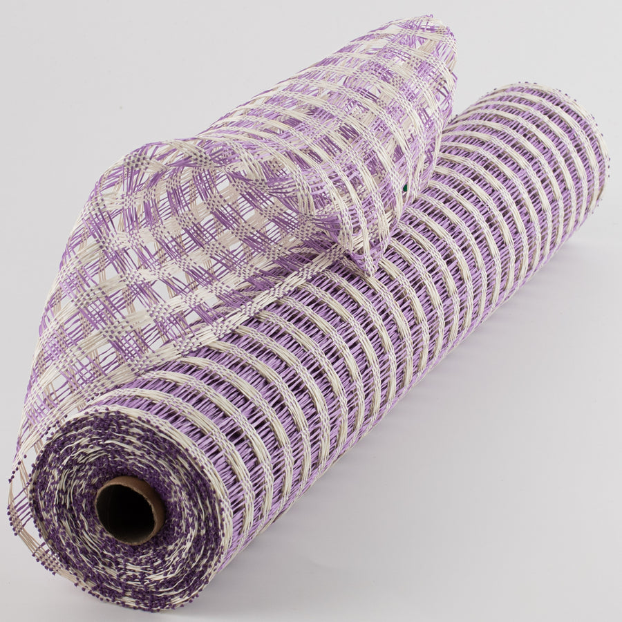 21" Poly Burlap Check Mesh: Lavender & Cream