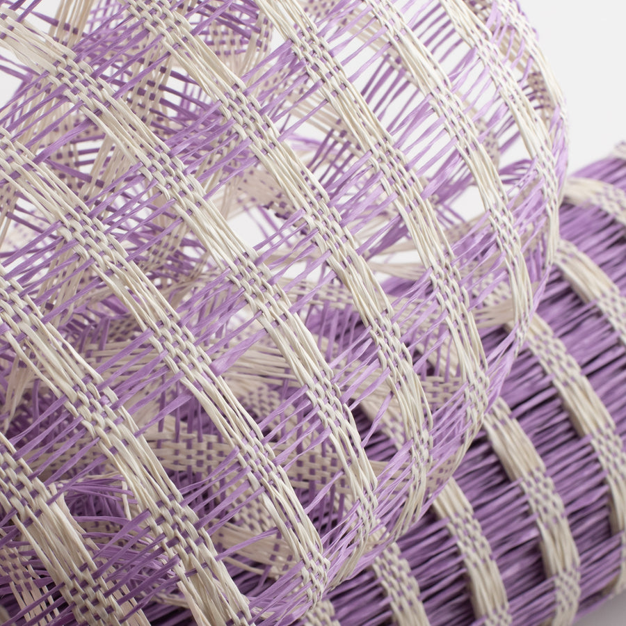 21" Poly Burlap Check Mesh: Lavender & Cream