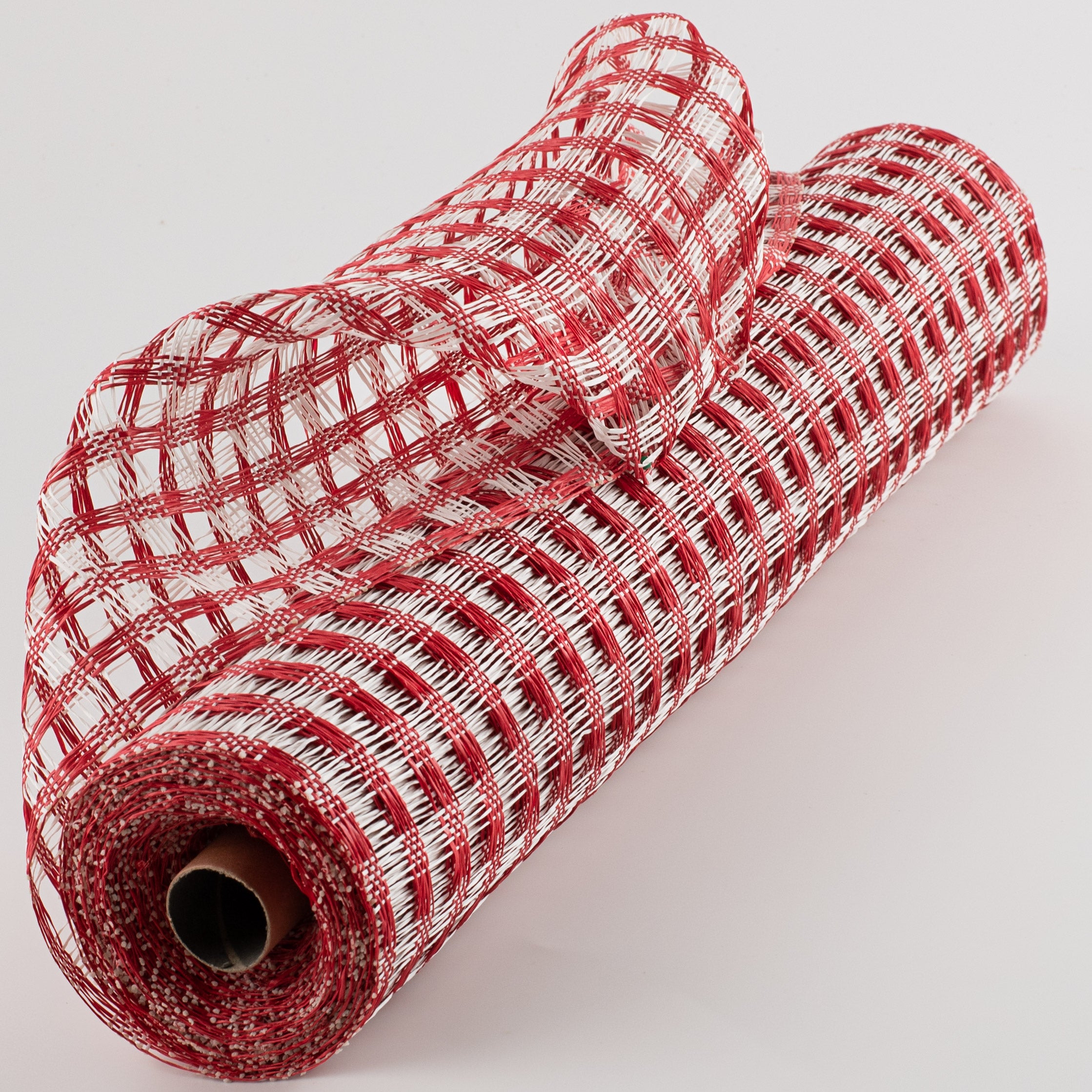 21" Poly Burlap Check Mesh: Red & White