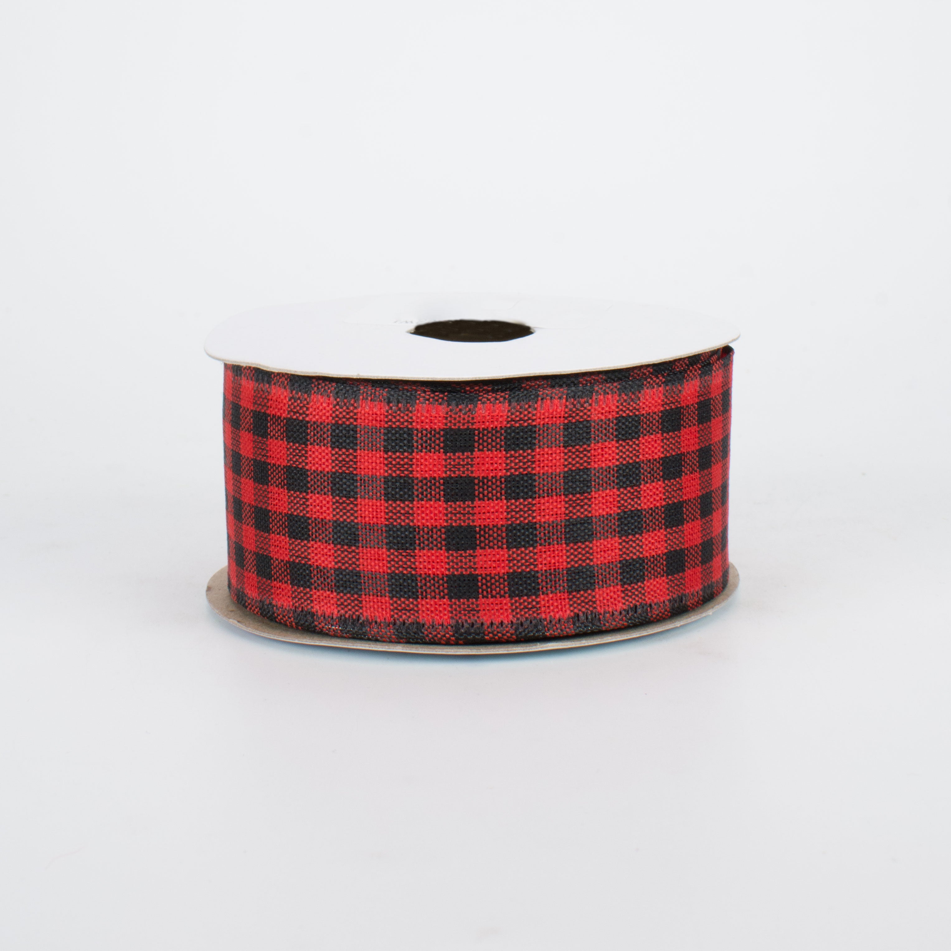 1.5" Gingham Check Wired Ribbon: Red & Black (10 Yards)