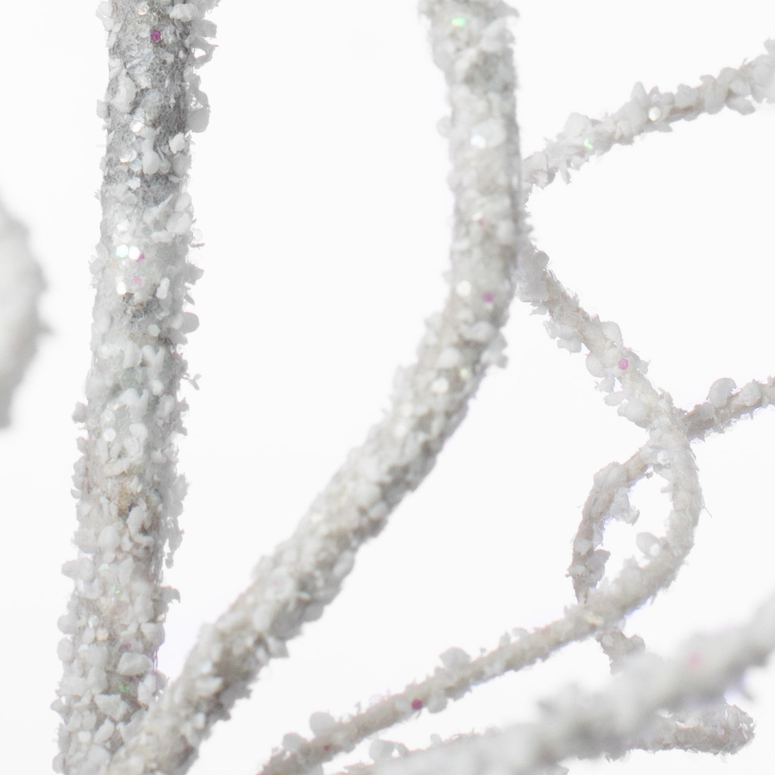 24" Snowy Glittered Curly Branch
