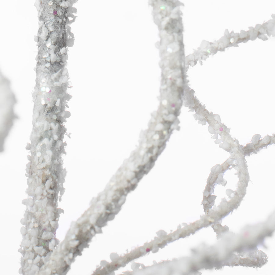 24" Snowy Glittered Curly Branch