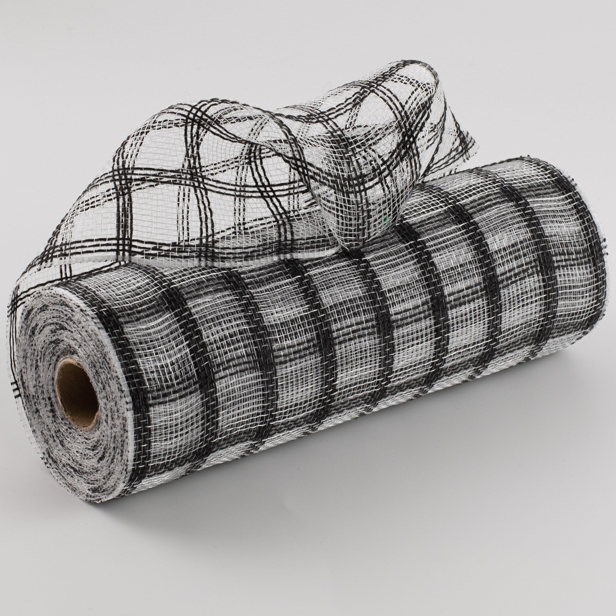 10" Poly Jute Deco Mesh: Black & White Check
