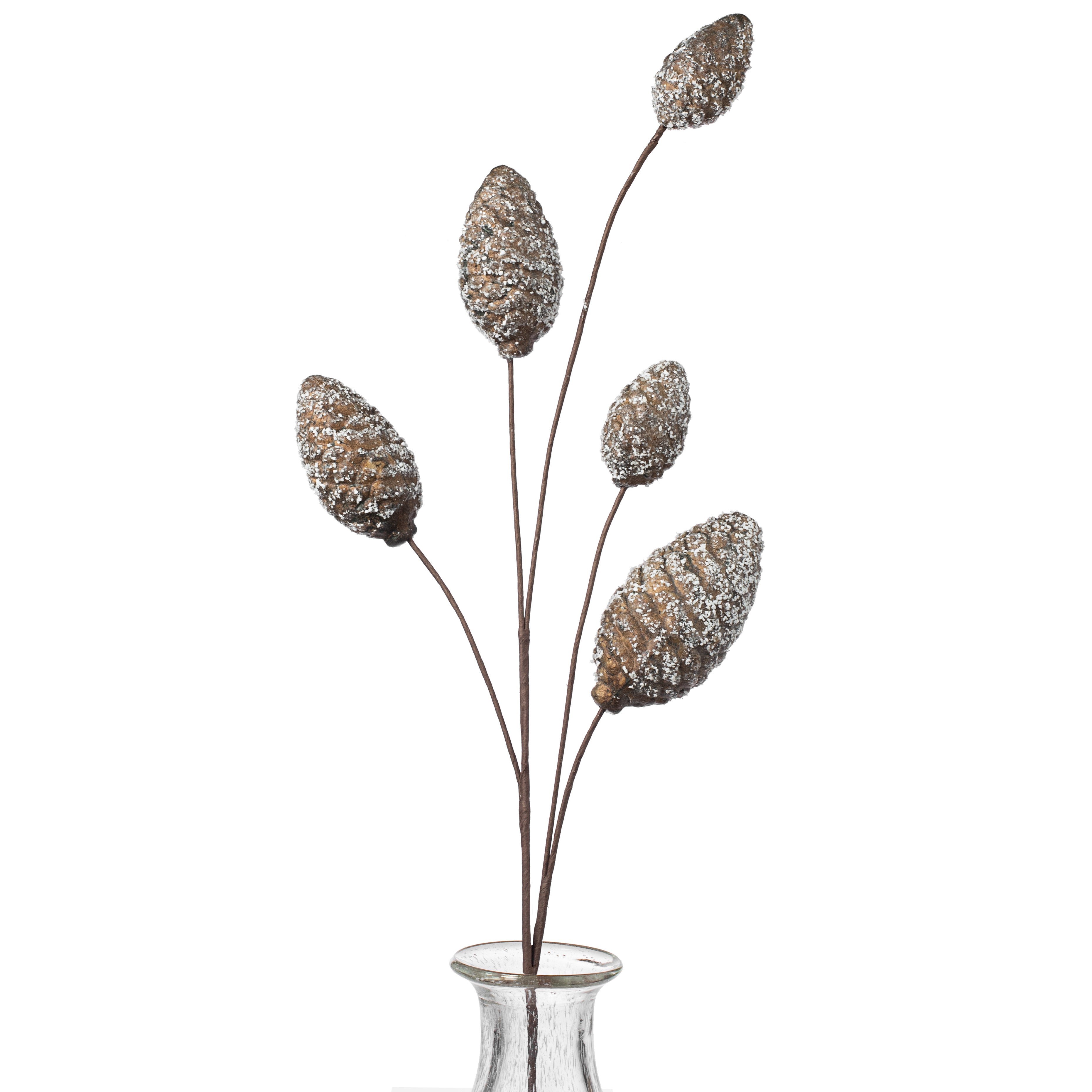 32" Snowy Bulb Pinecone Spray