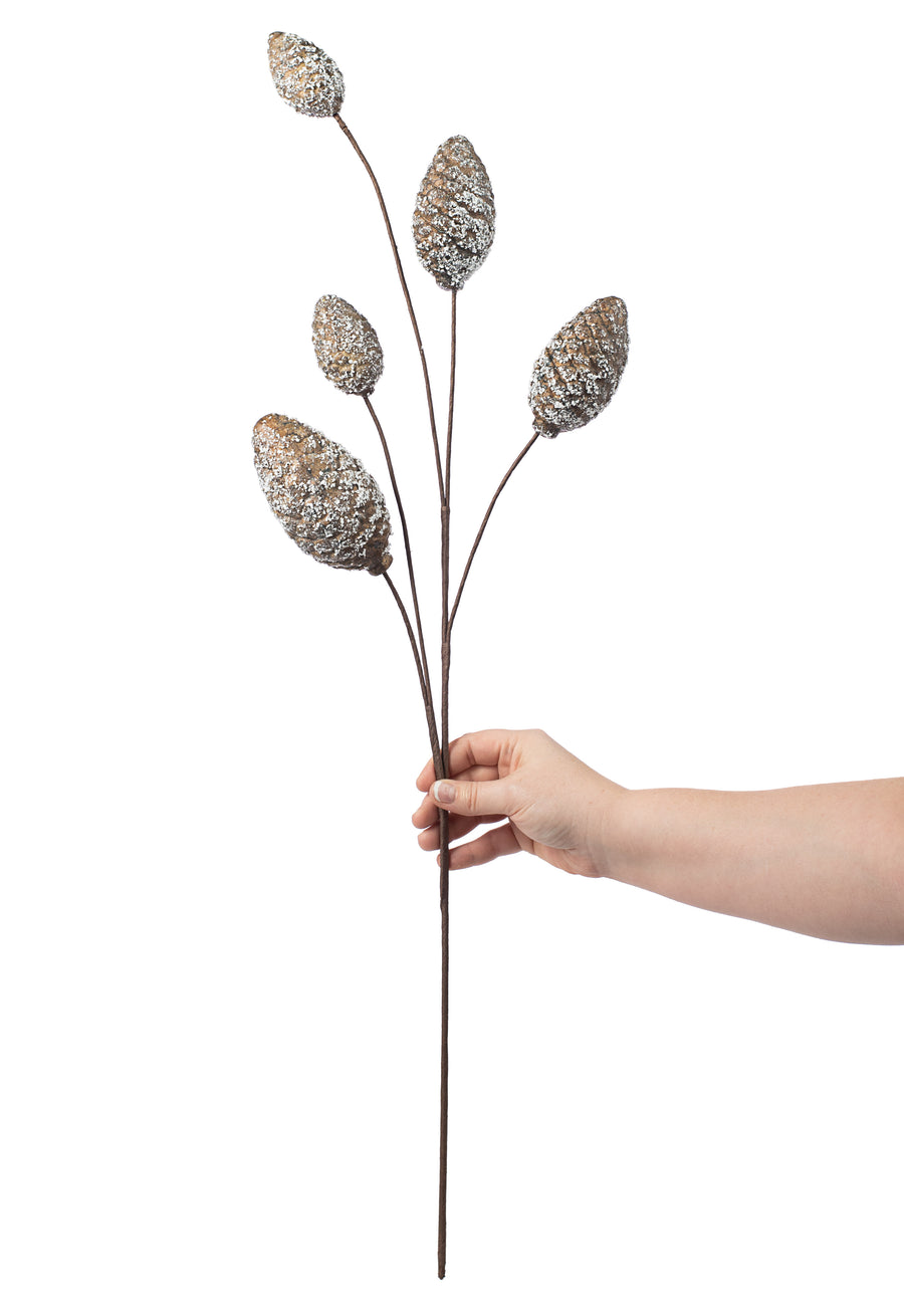 32" Snowy Bulb Pinecone Spray