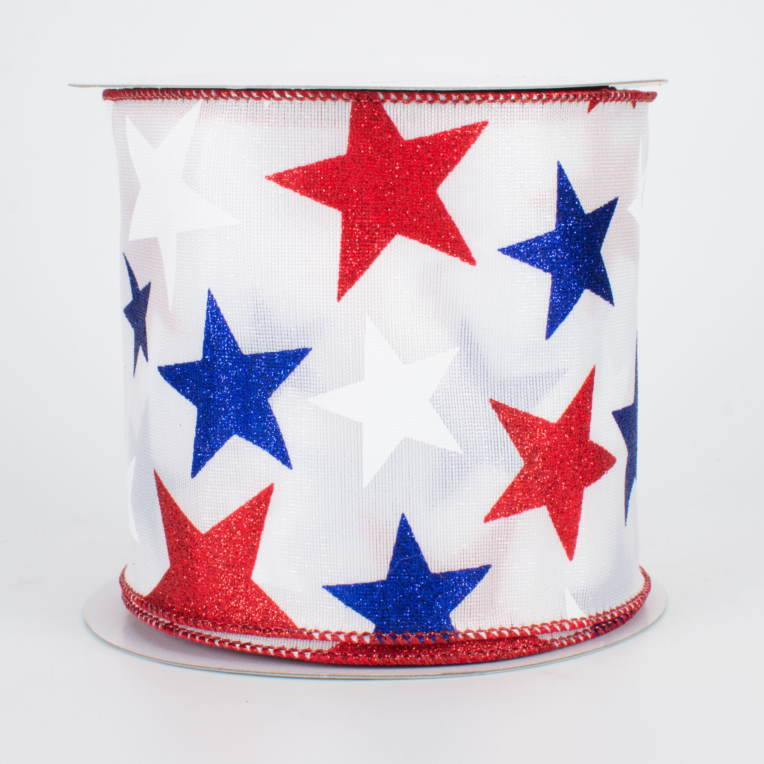 4" Patriotic Star Ribbon: White (10 Yards)