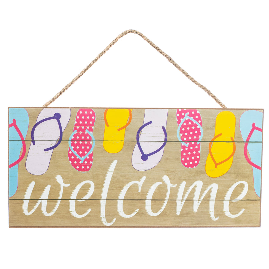 12" Wooden Sign: Welcome Flip Flops