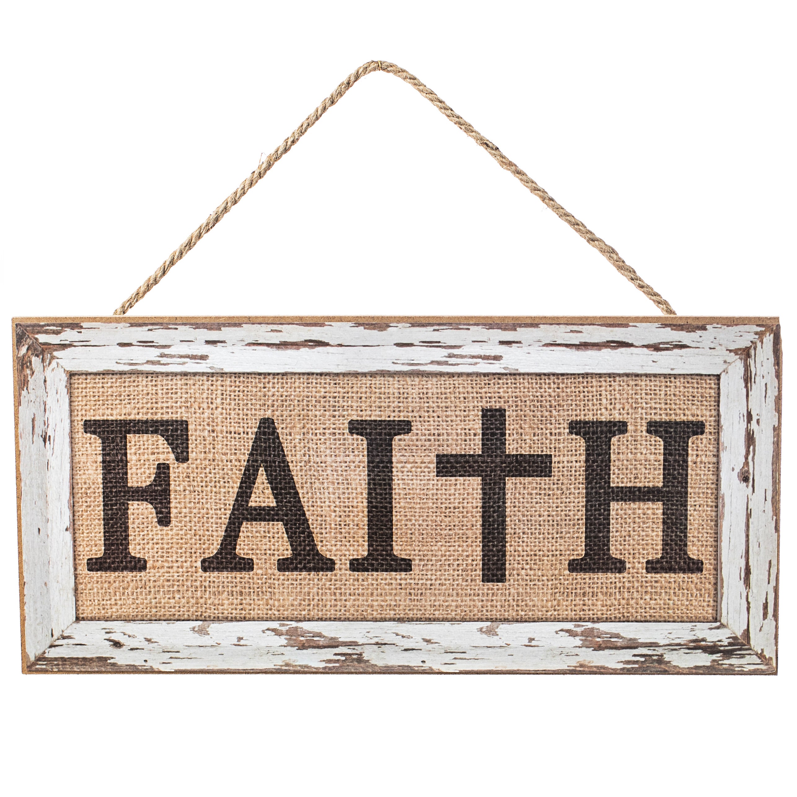12" Wooden Sign: Faith With Cross