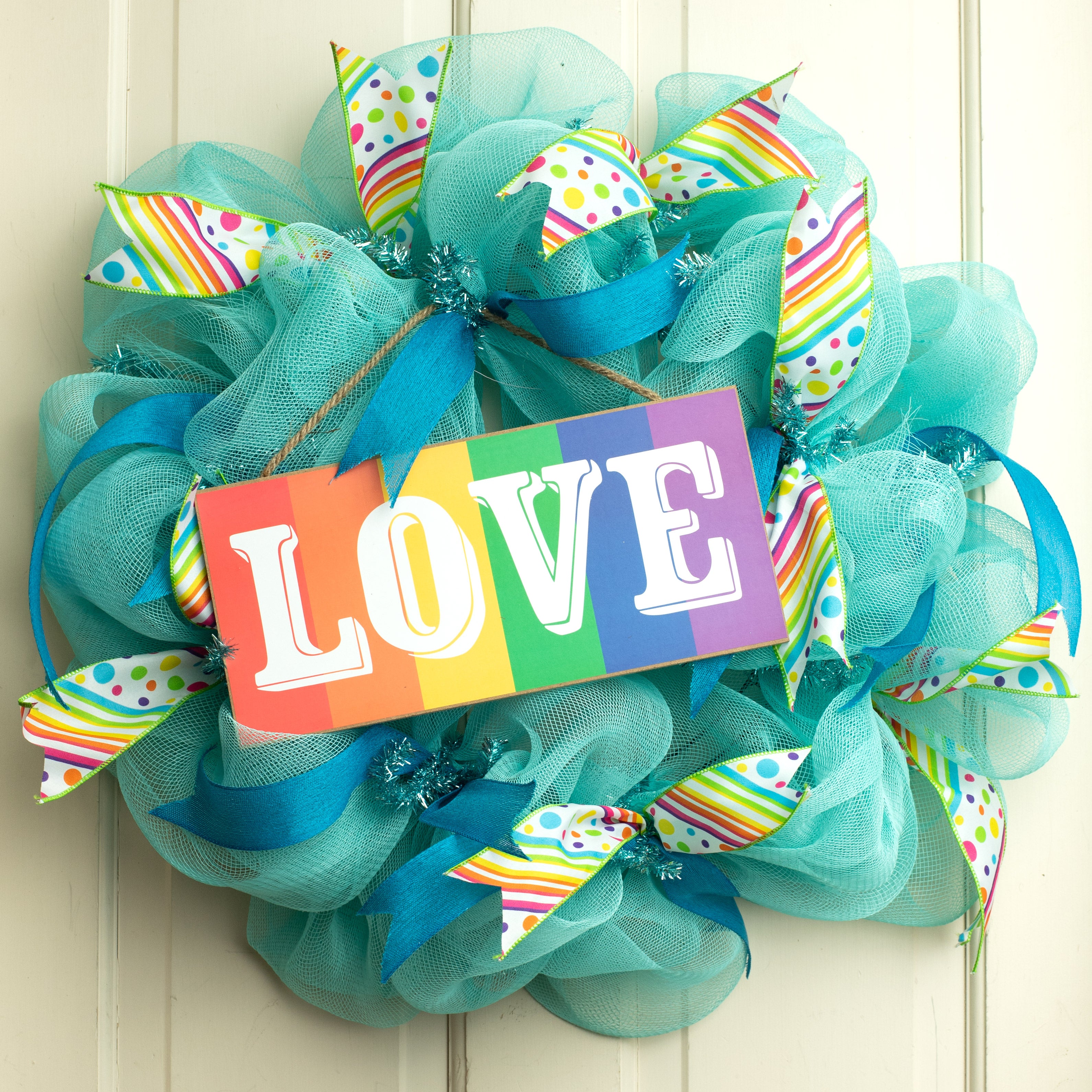 12" Wooden Sign: Love Rainbow
