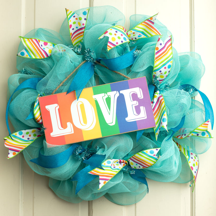 12" Wooden Sign: Love Rainbow