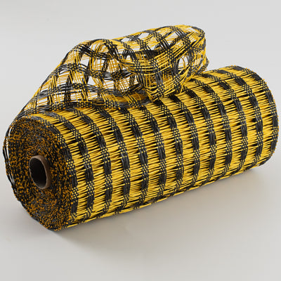 10" Poly Burlap Check Mesh: Black & Yellow