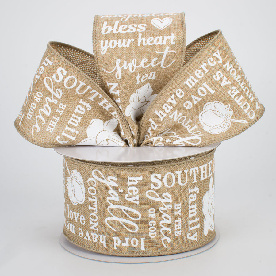 2.5" Southern Charm Ribbon: Light Beige (10 Yards)
