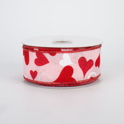 1.5" Valentine Hearts Ribbon: Light Pink (10 Yards)