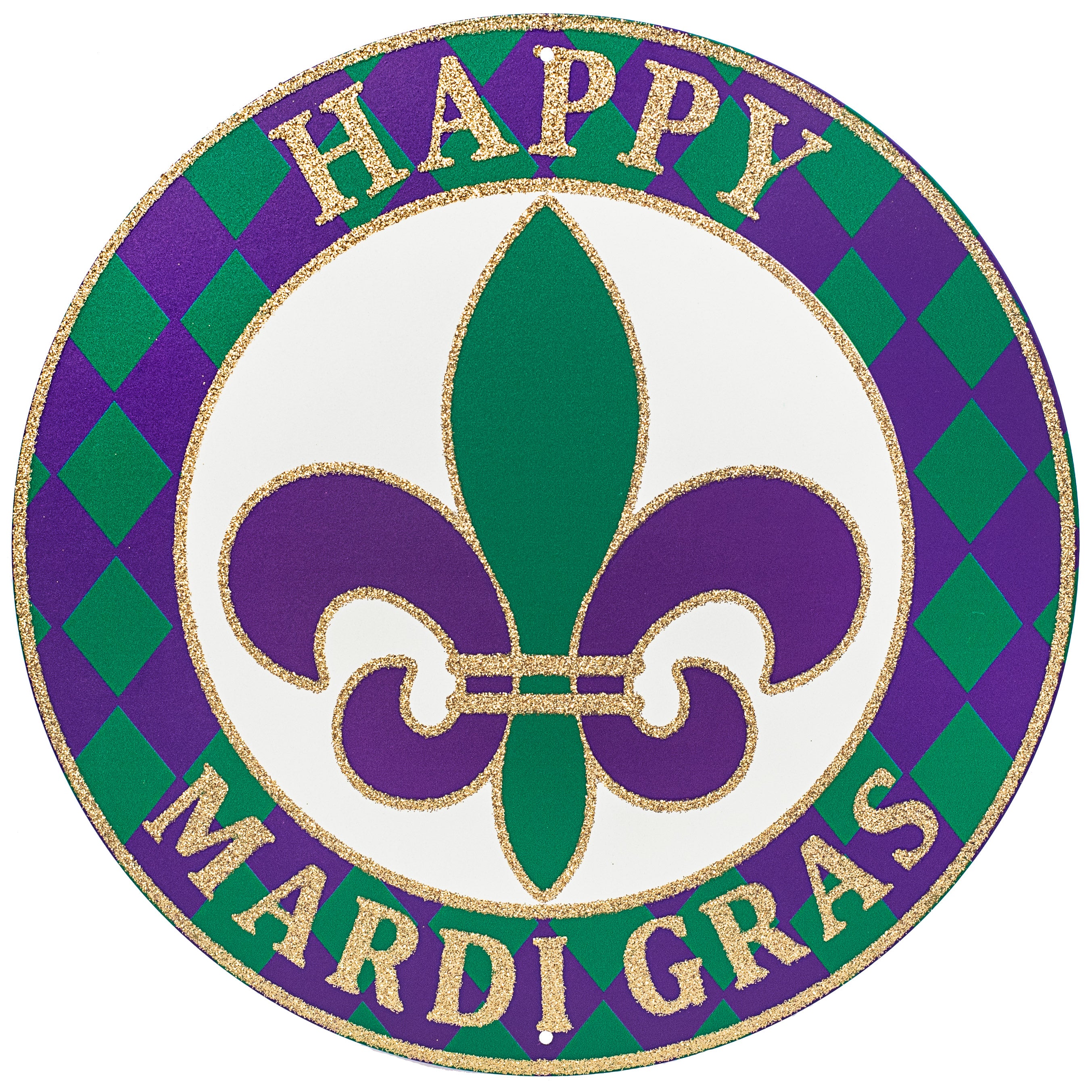 12" Metal Sign: Glittered Mardi Gras