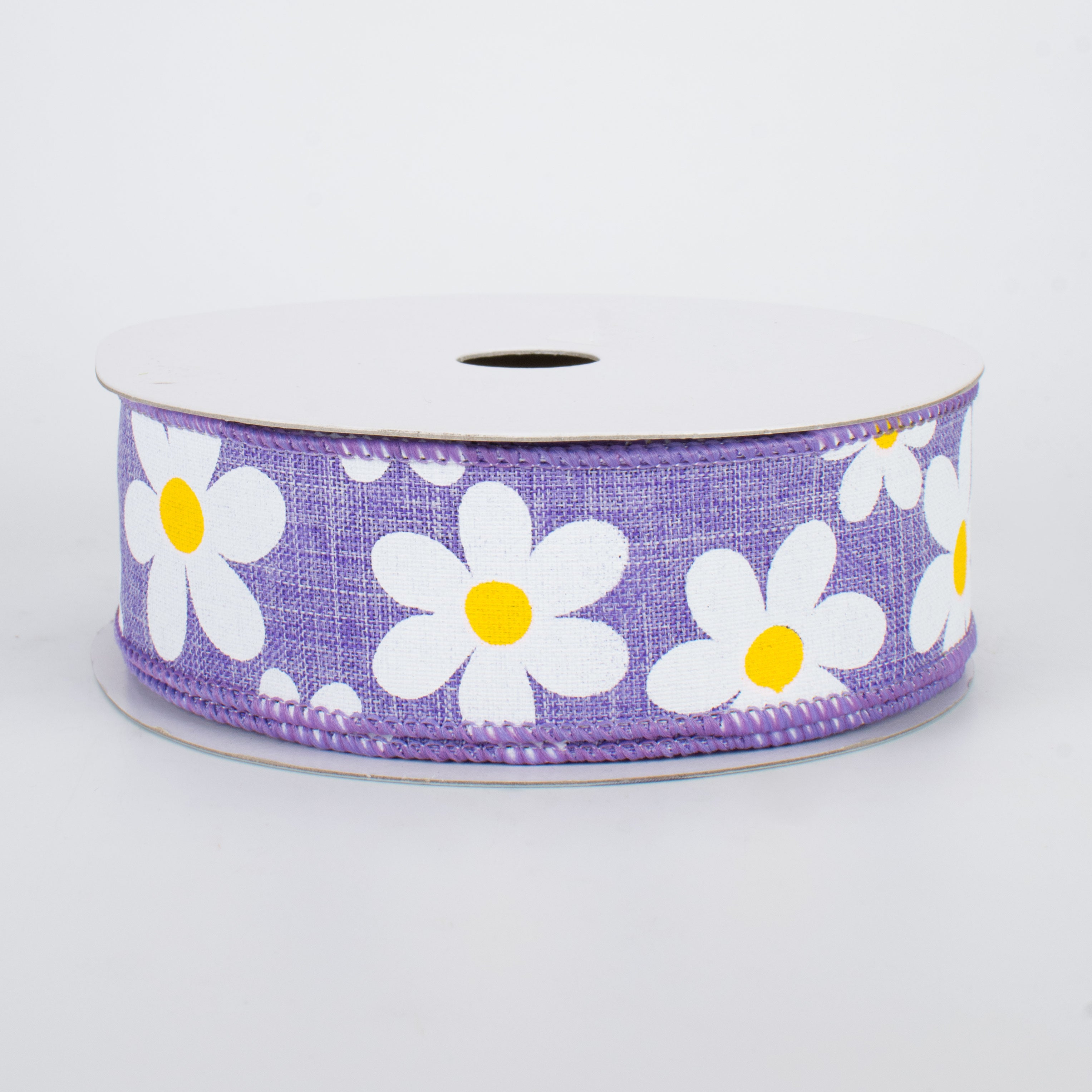 1.5" Daisy Print Ribbon: Lavender (10 Yards)