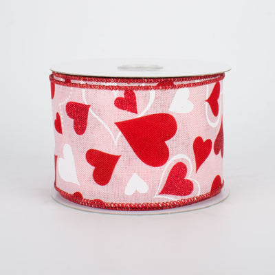 2.5" Valentine Hearts Ribbon: Light Pink (10 Yards)