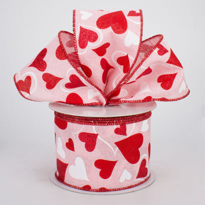 2.5" Valentine Hearts Ribbon: Light Pink (10 Yards)