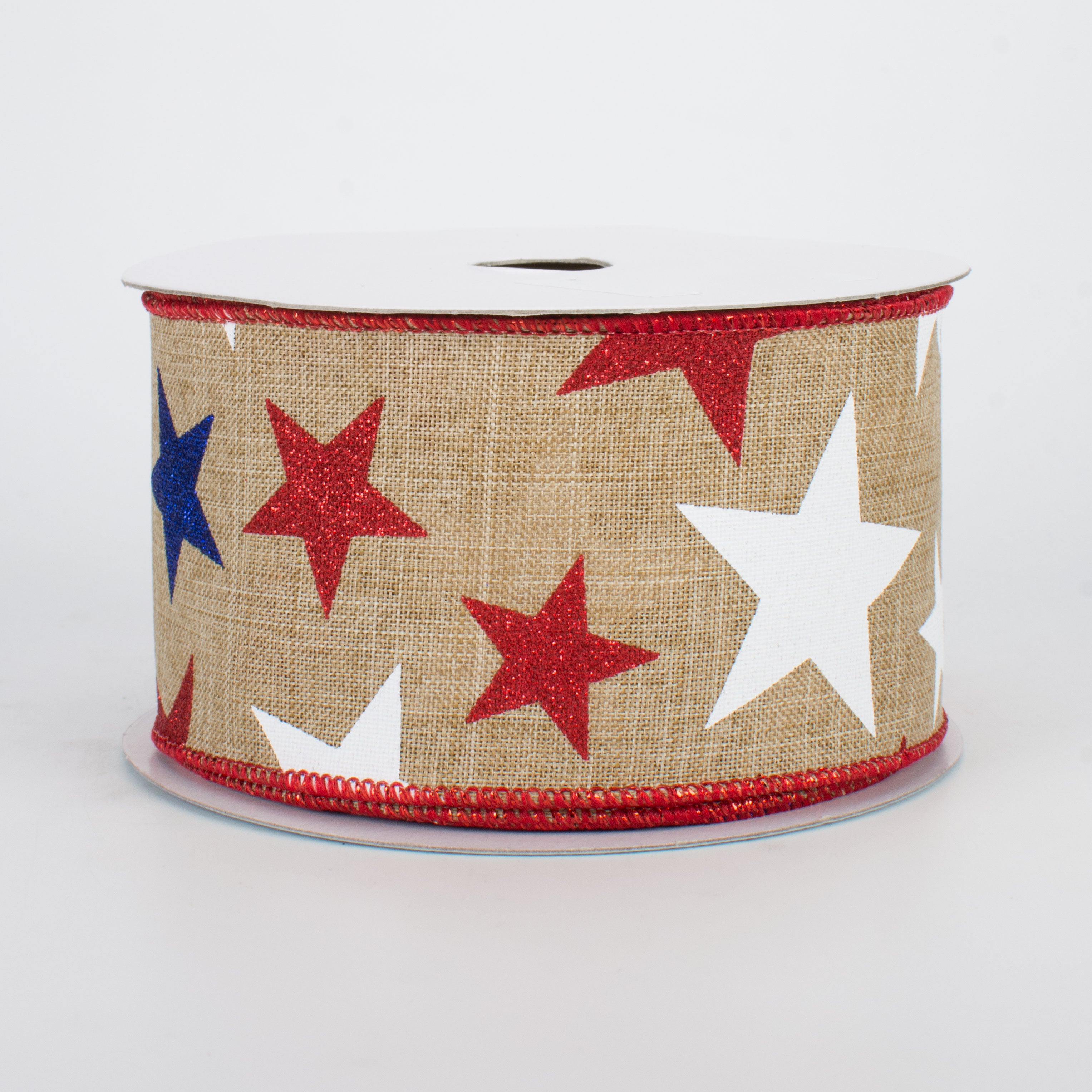 2.5" Patriotic Star Ribbon: Light Beige (10 Yards)