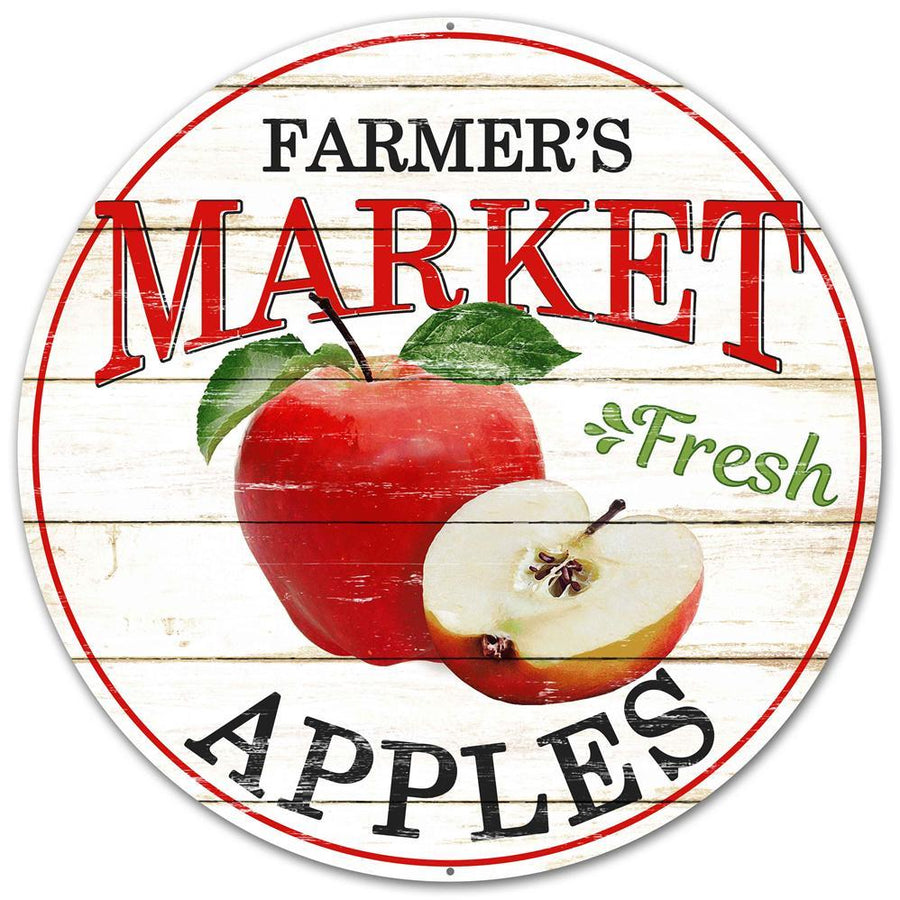 12" Metal Farmer's Market Sign: Apples