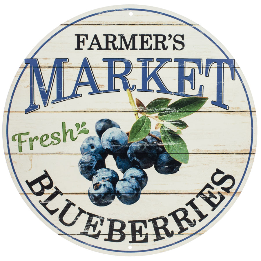 12" Metal Farmer's Market Sign: Blueberries