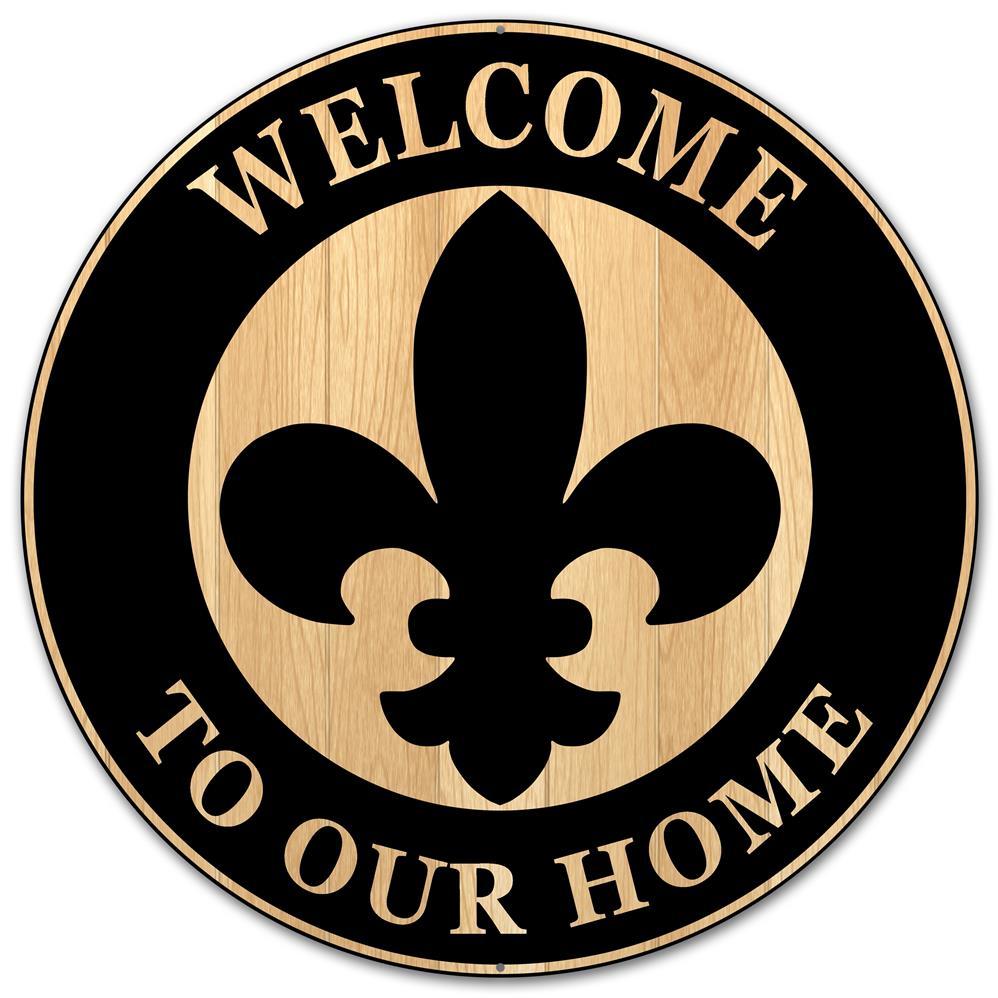 12" Metal Sign: Fleur de Lis Welcome