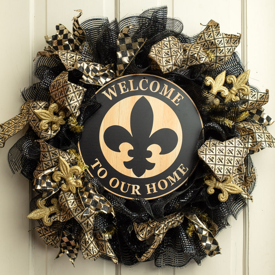 12" Metal Sign: Fleur de Lis Welcome