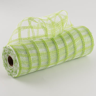 10" Poly Jute Deco Mesh: Fresh Green & Clear Check