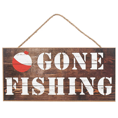 12" Wooden Sign: Gone Fishing With Bobber