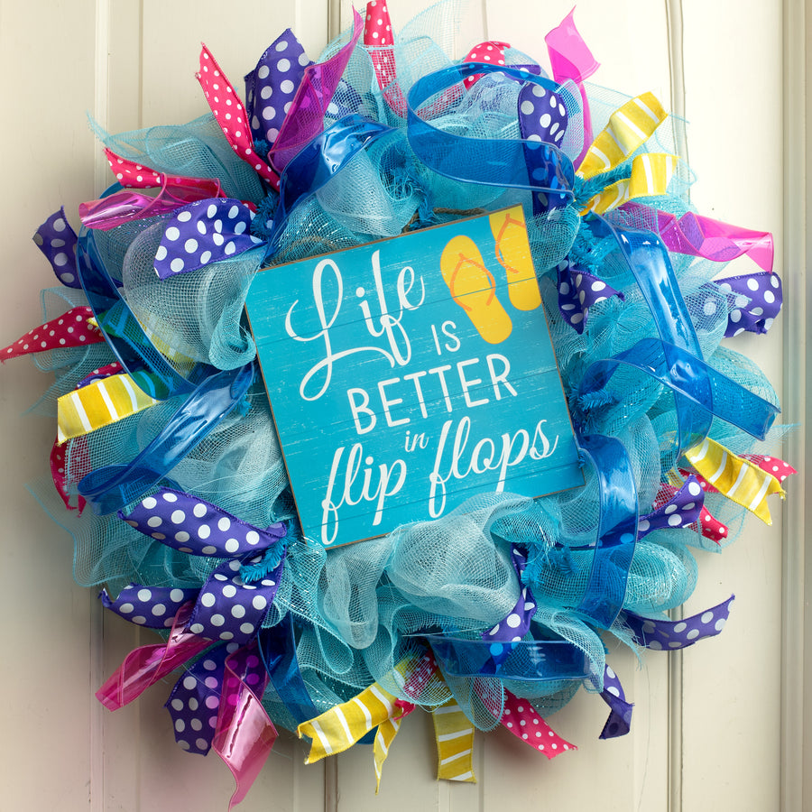 10" Square Wooden Sign: Life In Flip Flops