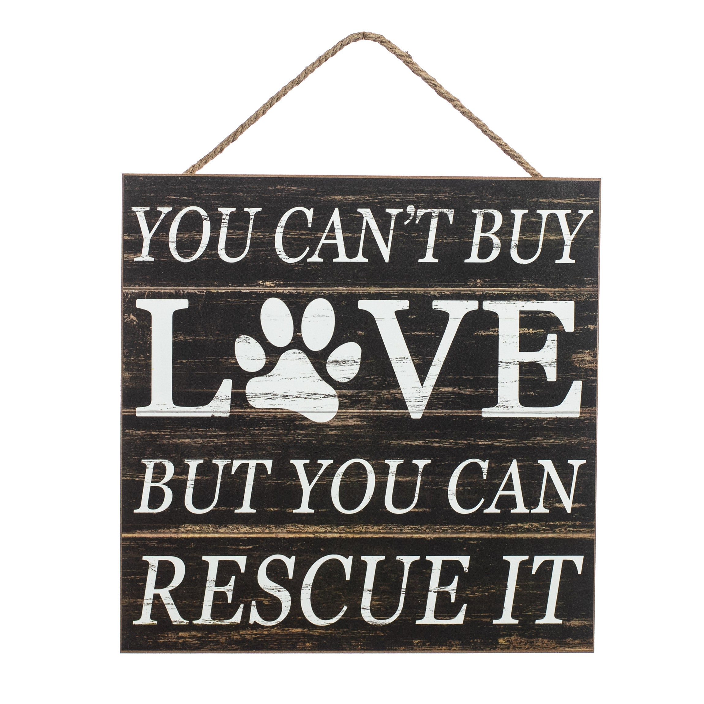 10" Square Wooden Sign: Rescue Love