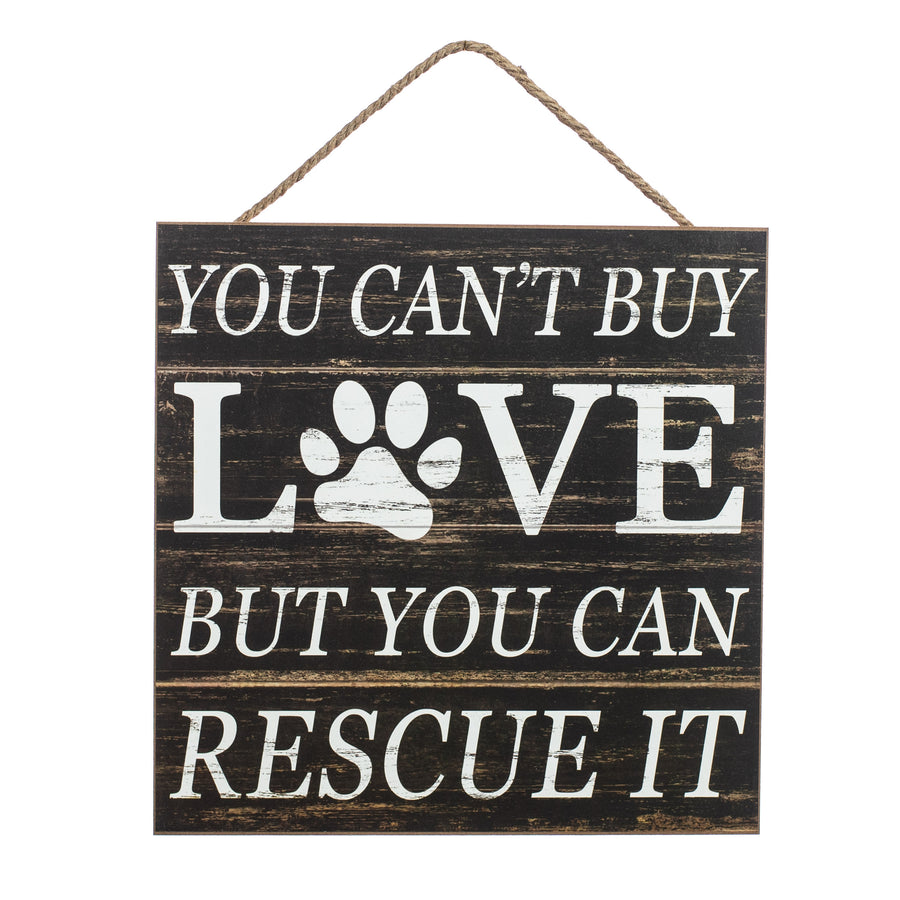 10" Square Wooden Sign: Rescue Love