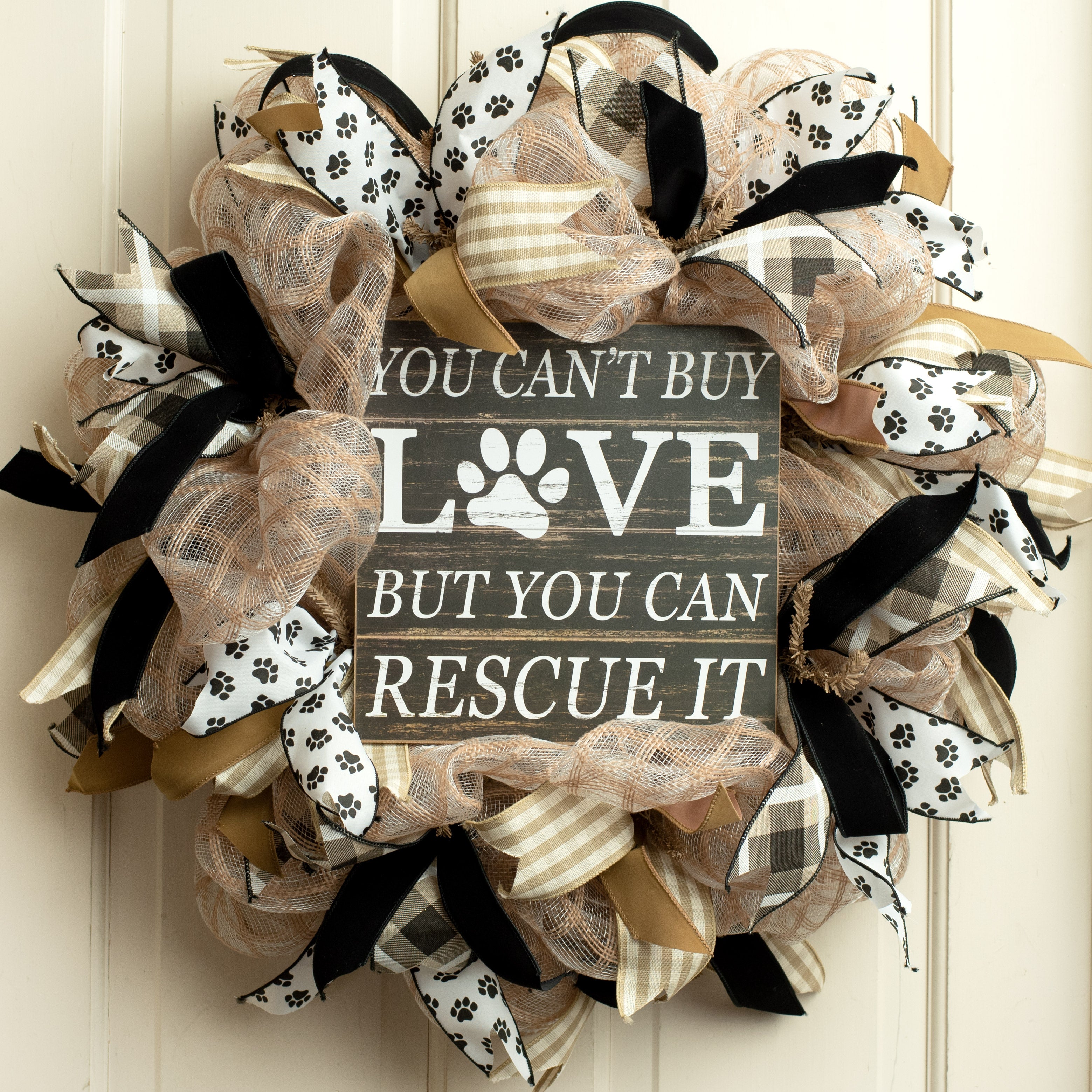 10" Square Wooden Sign: Rescue Love