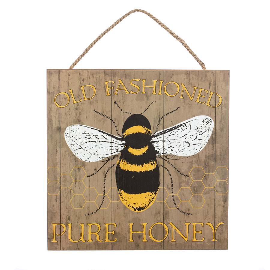 10" Square Wooden Sign: Old Fashioned Honey