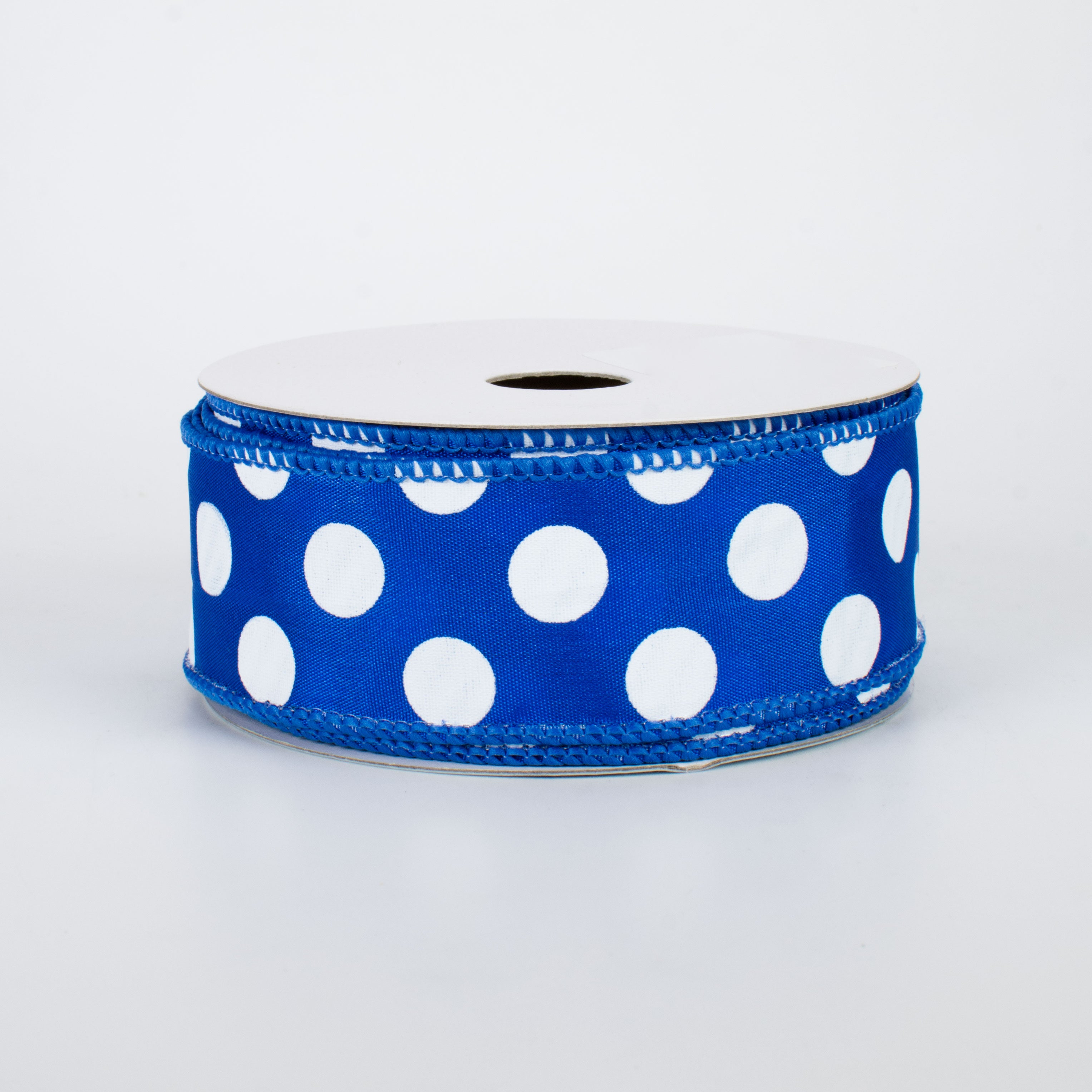1.5" Big Polka Dot Ribbon: Royal Blue & White (10 Yards)