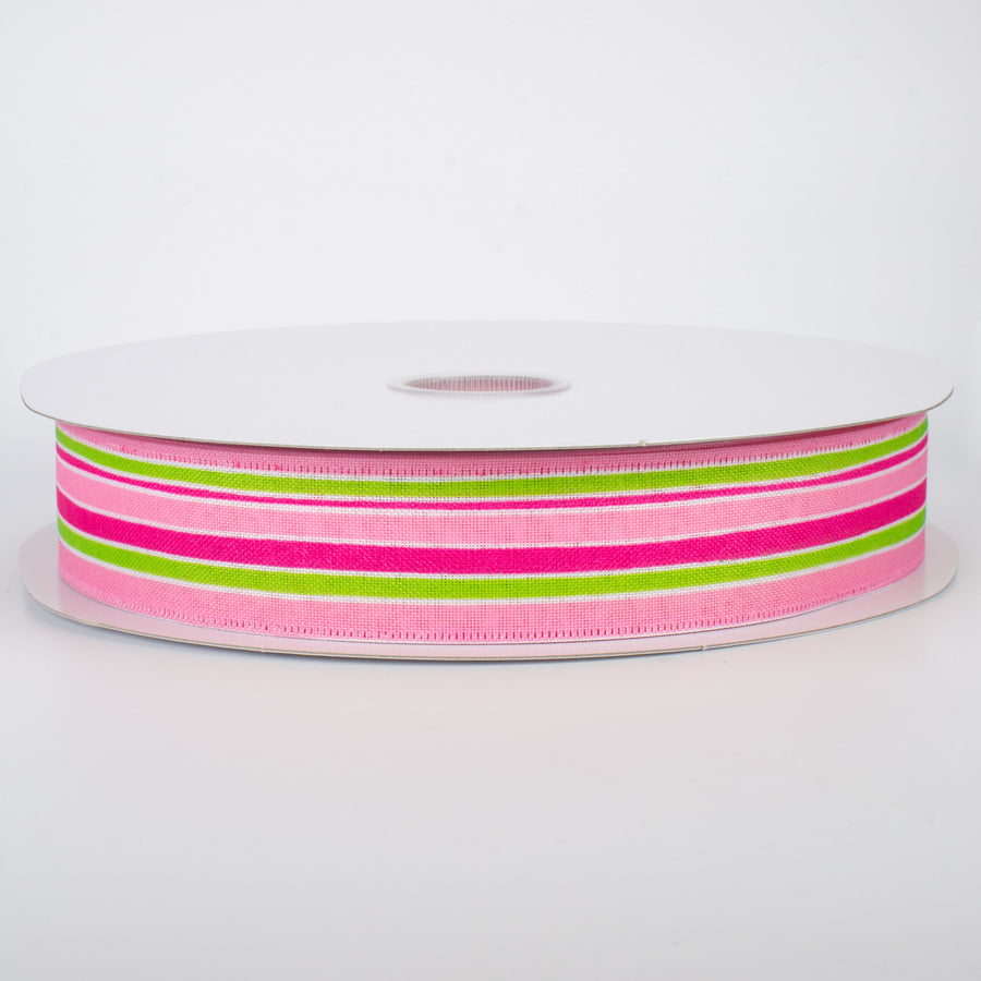 1.5" Variating Stripe Ribbon: Pink, Lime, Fuchsia (50 Yards)