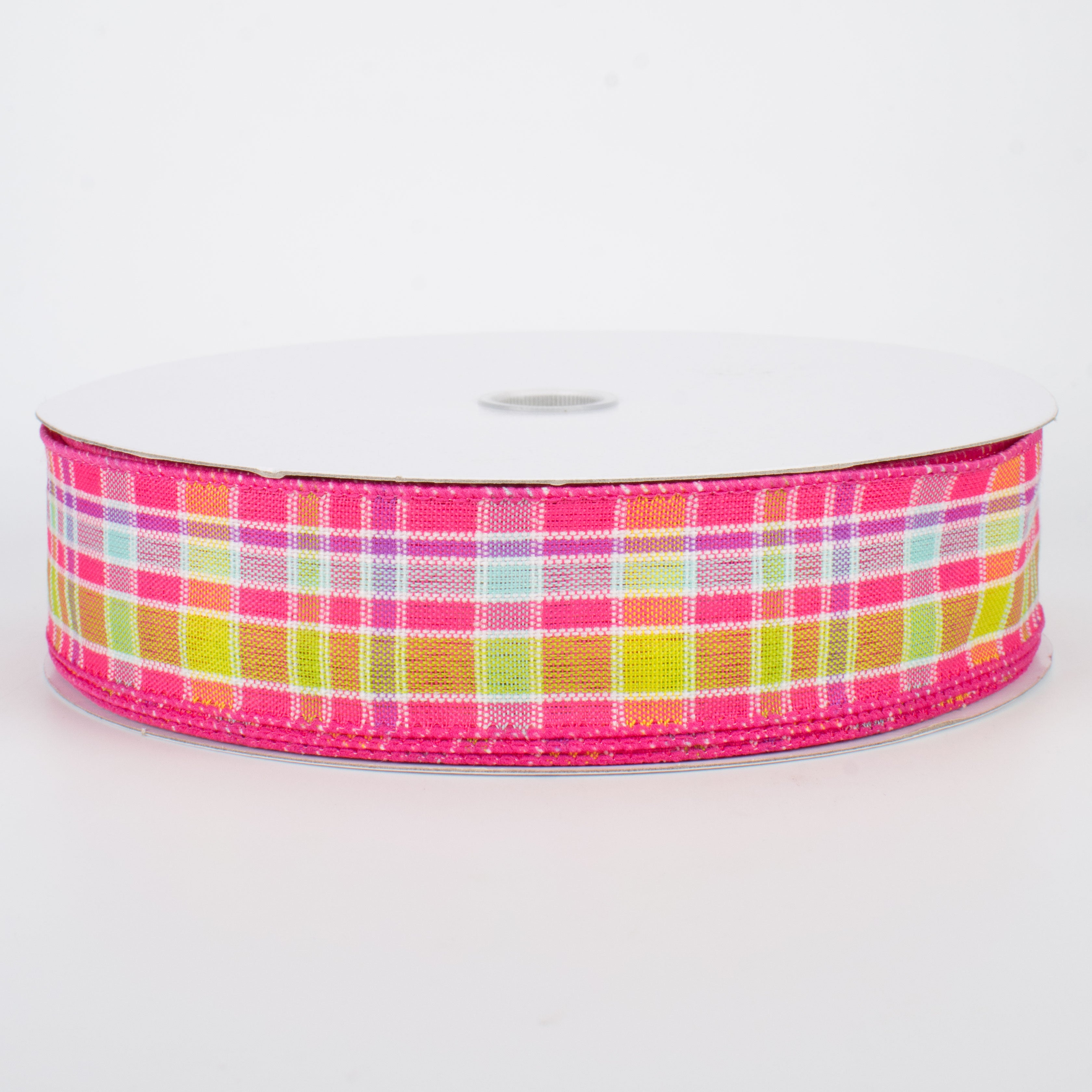 1.5" Spring Plaid Ribbon: Fuchsia Multi (50 Yards)